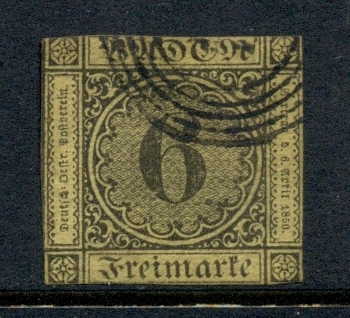 Germany-Baden-1853-Numeral-6kr-FU