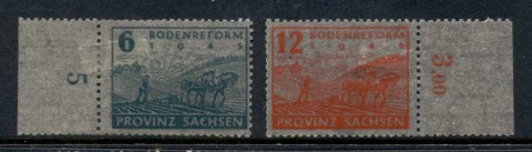 Germany-Soviet-Zone-Saxony-Province-1945-46-Plowing-IMPERF-thin-paper-MLH