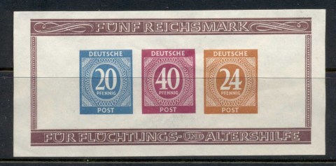 Germany-1946-Numeral-IMPERF-small-hinge-thin-MS-MNG