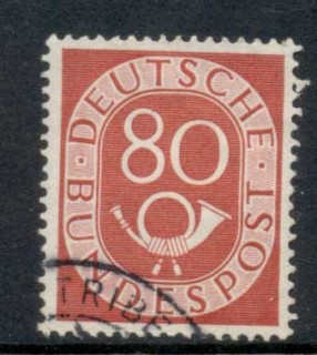 Germany-1951-52-Numeral-Posthorn-80pf-FU