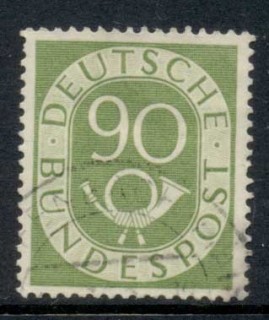 Germany-1951-52-Numeral-Posthorn-90pf-FU