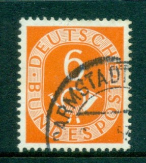 Germany-1951-6pf-Numeral-Posthorn-FU-lot59530