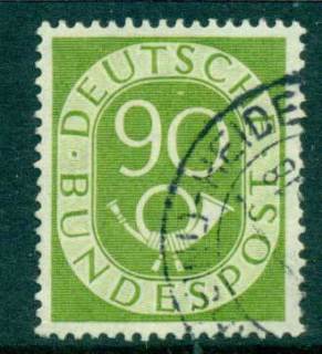 Germany-1951-90pf-Numeral-Posthorn-FU-lot59532