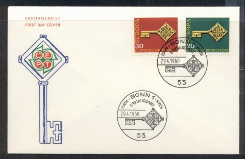 Germany-1968-Europa-Key-with-Emblem-Fluoro-FDC