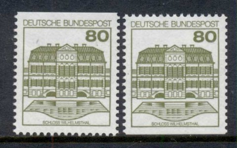 Germany-1979-82-Buildings-80pf-Wilhelmsthof-2xex-bookletMUH