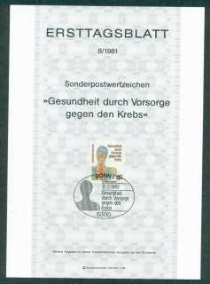 Germany-1981-Cancer-Detection-Ersttagsblatt-FDI-lot32219