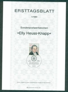 Germany-1981-Elly-heuss-Knapp-Ersttagsblatt-FDI-lot32226