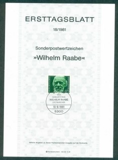 Germany-1981-Willehlm-Raabe-Ersttagsblatt-FDI-lot32218