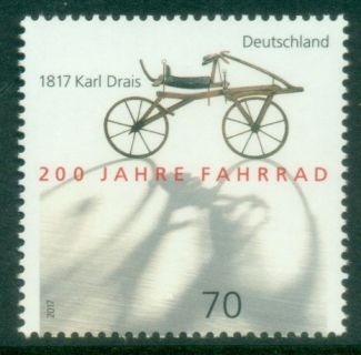 Germany-2017-The-200th-Anniversary-of-the-Invention-of-the-Bicycle-by-Karl-Drais-1785-1851-MUH Germany-2017-The-200th-Anniversary-of-the-Invention-of-the-Bicycle-by-Karl-Drais-1785-1851-MUH