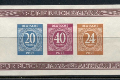 Germany-1946-Numeral-IMPERF-small-hinge-thin-MS-MNG