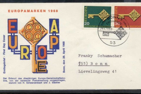Germany-1968-Europa-Key-with-Emblem-FDC