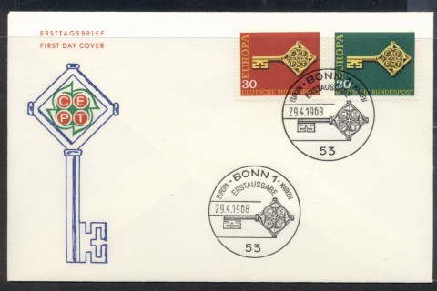 Germany-1968-Europa-Key-with-Emblem-Fluoro-FDC