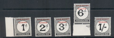 Ghana-1958-Postage-Dues-Opt-on-Gold-Coast-MUH