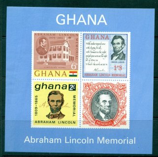 Ghana-1965-Lincoln-Memorial-MS-MUH-Lot27622