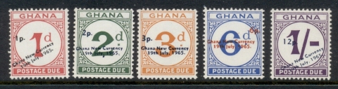 Ghana-1965-Postage-Dues-Opt-New-Currency-MLH