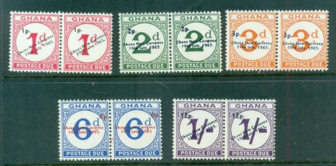 Ghana-1965-Postage-Dues-Opt-New-Currency-prs-MUH-lot81545