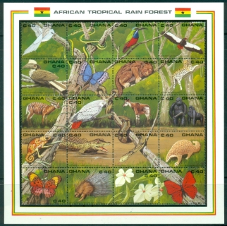 Ghana-1990-African-Tropical-Rain-Forest-Wildlife-MS-MUH-XL-Shipping