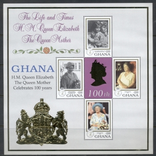 Ghana-1999-Queen-Mother-100th-Birthday-MS4-MUH