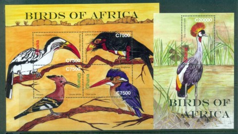 Ghana-2009-Birds-of-Afria-2x-MS-MUH