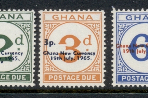Ghana-1965-Postage-Dues-Opt-New-Currency-MLH