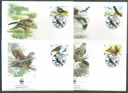 Gibraltar-1996 WWF Red Kite 4x FDC