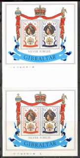 Gibraltar-1977 QEII Silver Jubilee Pair MS Pair MS