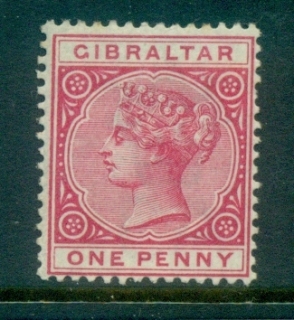 Gibraltar-1886-98-QV-Portrait-Wmk-Crown-CA-1d-red-carmine-MLH