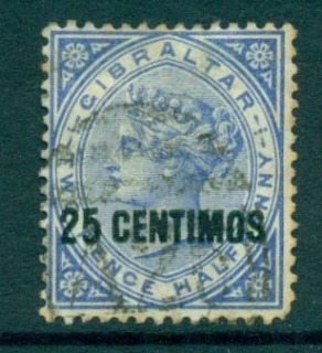 Gibraltar-1889-25c-on-2-1-2d-Used-Lot20628