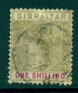 Gibraltar-1898-1-bistre-car-rose-thin-Used-Lot20626