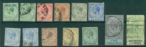 Gibraltar-1912-32-KGV-Asst-13-faults-FU-MNG-Lot20633