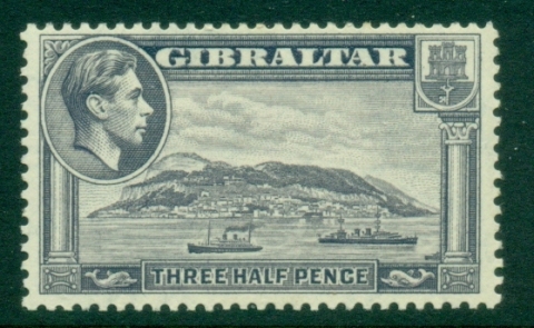 Gibraltar-1938-49-KGVI-Pictorial-1½-Rock-of-Gibraltar-Perf-13-MLH
