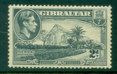 Gibraltar-1938-49-KGVI-Pictorial-2d-The-Rock-Northside-Perf-13-MLH