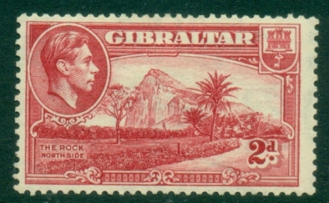 Gibraltar-1938-49-KGVI-Pictorial-2d-The-Rock-Northside-carmine-MLH