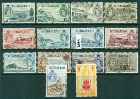 Gibraltar-1953-QEII-Pictorials-FU-MH-Lot20644