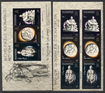 Gibraltar-1975-Sculptures-by-Michaelangelo-2x-booklet-panes-PS-MUH