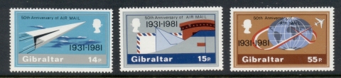 Gibraltar-1981-Air-mail-Service-50th-Anniversary-MUH