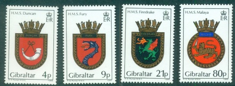 Gibraltar-1985-Royal-Navy-Crests-MUH