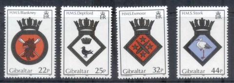 Gibraltar-1989-Royal-Navy-Crests-MUH