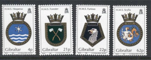 Gibraltar-1991-Royal-Navy-Crests-MUH