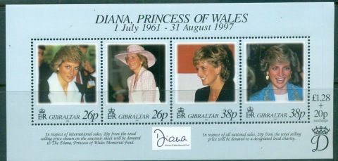 Gibraltar-1998-Princess-Diana-in-memoriam-MS-MUH