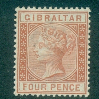 Gibraltar-1886-98-QV-Portrait-Wmk-Crown-CA-4d-orange-brown-MLH