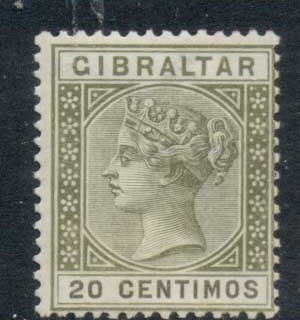 Gibraltar-1889-95-QV-Portrait-20-centimes-olive-green-brown-MLH