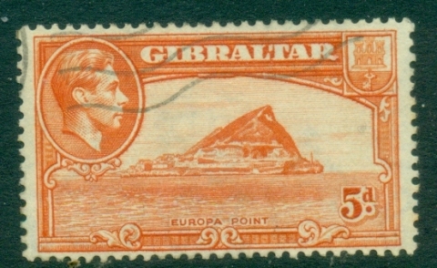 Gibraltar-1938-49-KGVI-Pictorial-5d-Europa-Point-Perf-13-FU