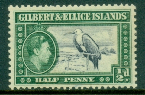 Gilbert-Ellice-Is-1939-KGVI-Pictorial-½d-Great-Frigate-Bird-MLH