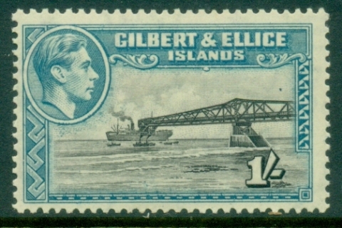 Gilbert-Ellice-Is-1939-KGVI-Pictorial-1sh-Phosphate-Loading-Jetty-MLH