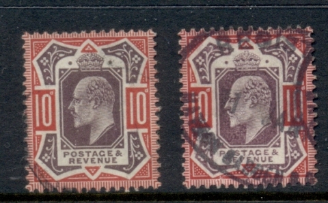 GB-1902-11-KEVII-10d-carmine-dull-purple-2xshades-FU