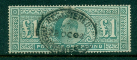 GB-1902-11-KEVII-Portrait-1-Pound-blue-green-FU