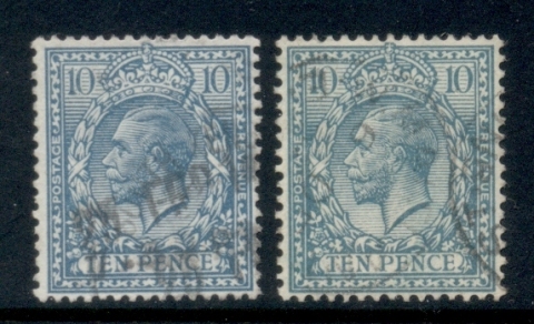 GB-1912-13-KGV-10d-black-brown-Portrait-wmk-single-cypher-2xshades-FU