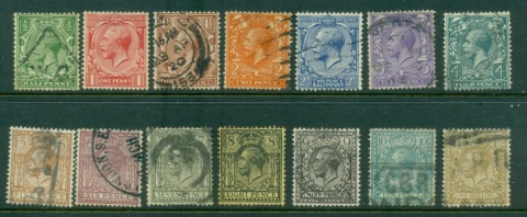 GB-1912-13-KGV-Portrait-Wmk-Crown-GVR-set-FU