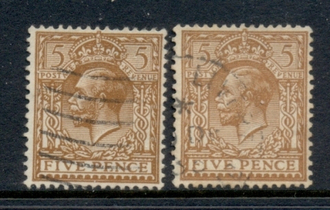 GB-1924-26-KGV-5d-wmk-Block-cypher-2xshades-FU